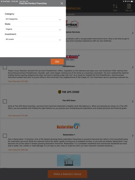 Franchise Solutions iPad  스크린샷
