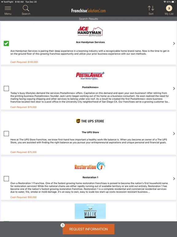 Franchise Solutions iPad  스크린샷