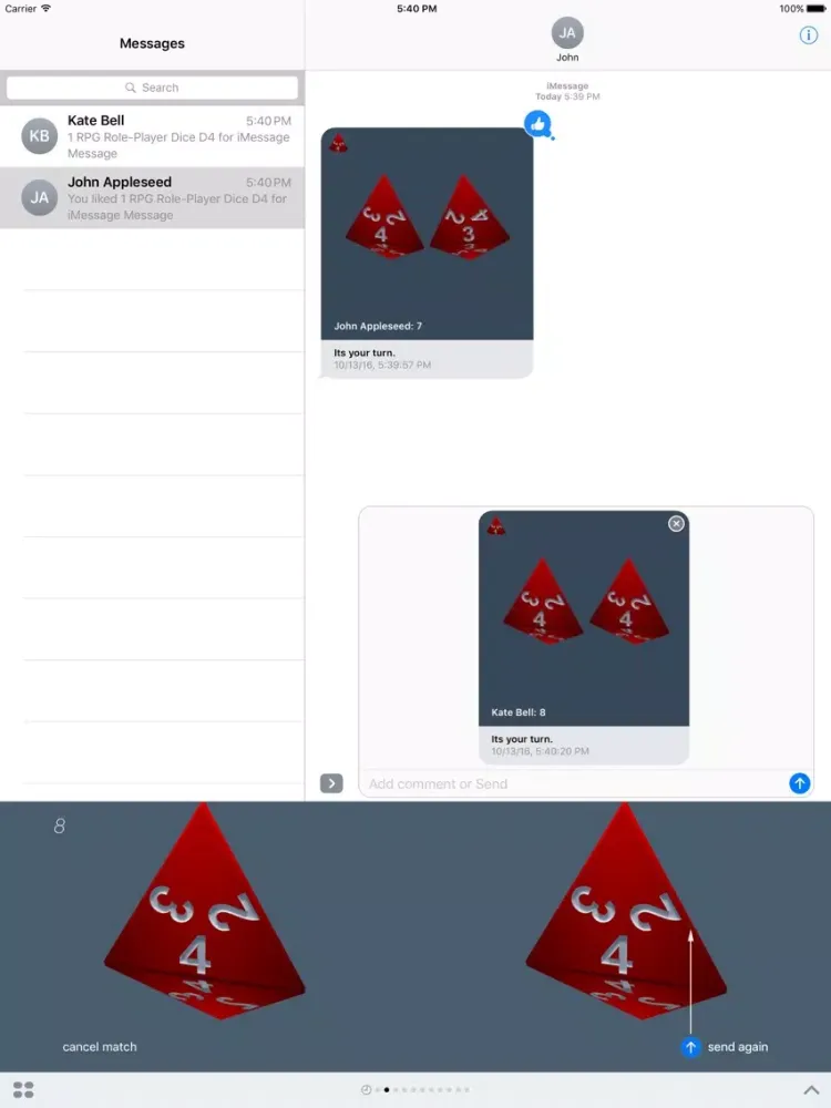 RPG D4 Role-Player Dice for iMessage iPad  Screenshots
