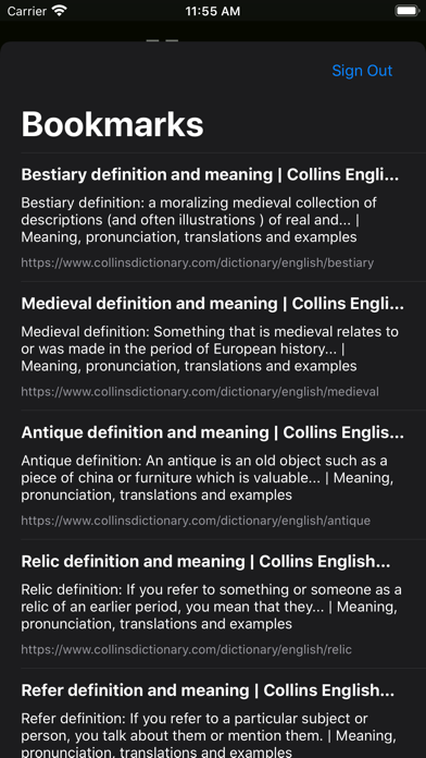 Captures d'écran de Bookmark for Collins