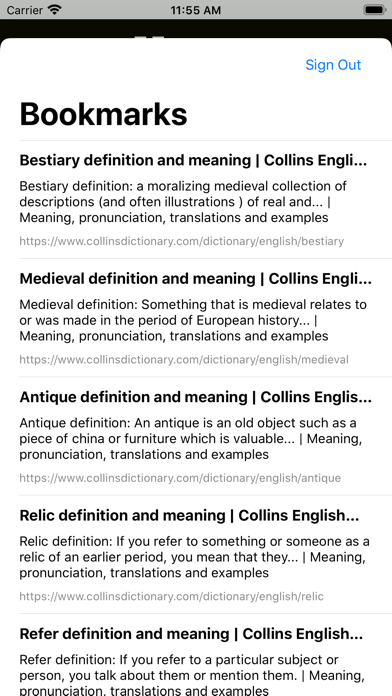 Captures d'écran de Bookmark for Collins