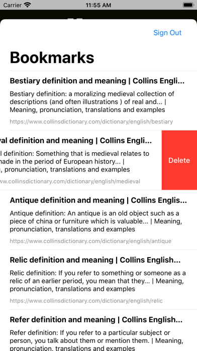 Captures d'écran de Bookmark for Collins
