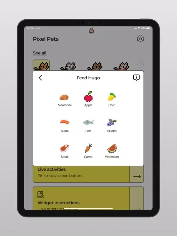 Ảnh chụp màn hình của Pixel Pets for Dynamic Island, iPad 