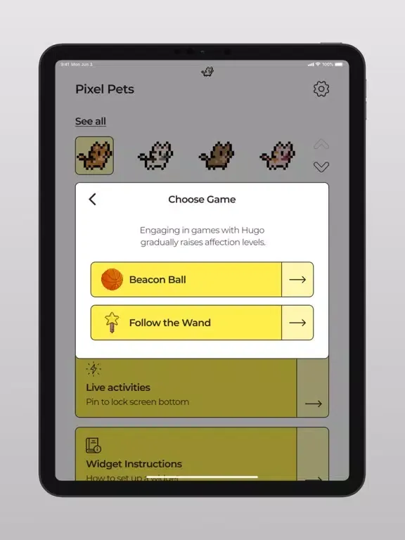 Ảnh chụp màn hình của Pixel Pets for Dynamic Island, iPad 