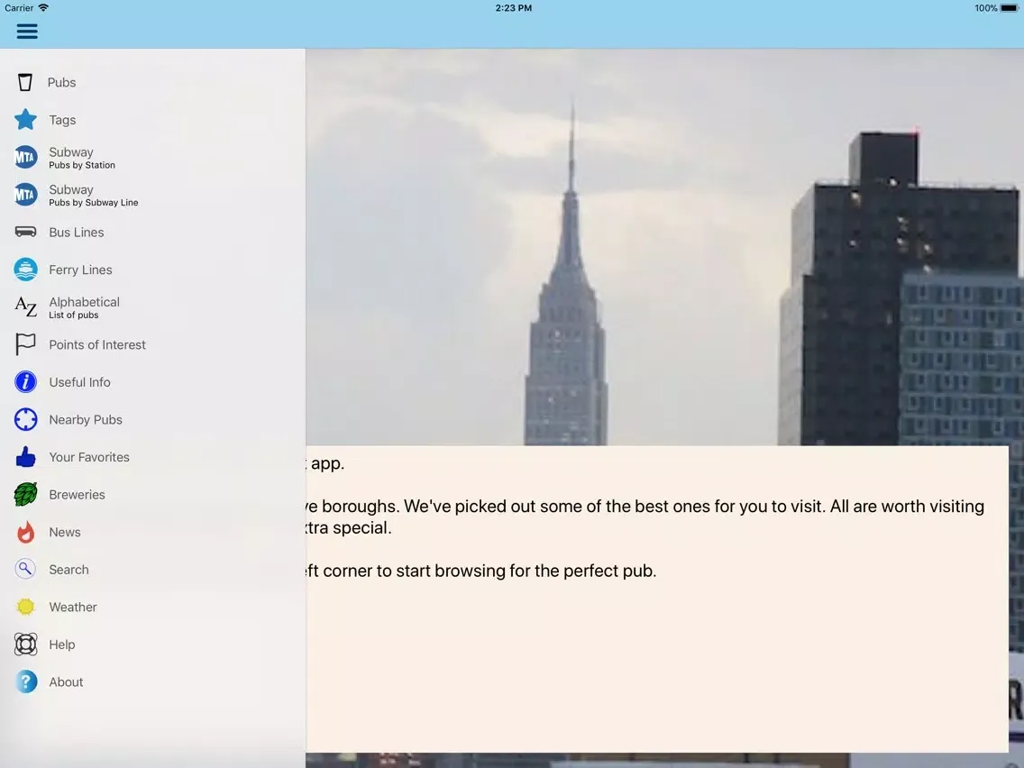 Tangkapan skrin Beer Guide NYC iPad 