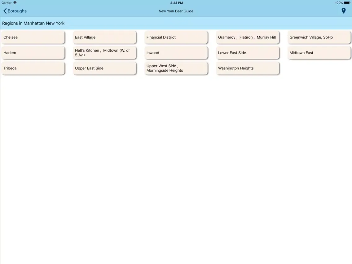 Tangkapan skrin Beer Guide NYC iPad 