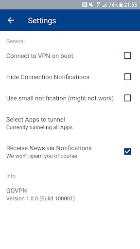 VPN secure fast proxy by GOVPN سکرین شاٹس