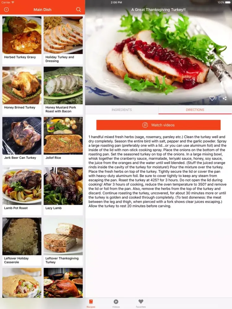 Thanksgiving Recipes: Food recipes & cookbook iPad  Ekran Görüntüleri