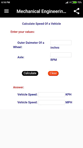 Mechanical Engineering Calc Screenshots