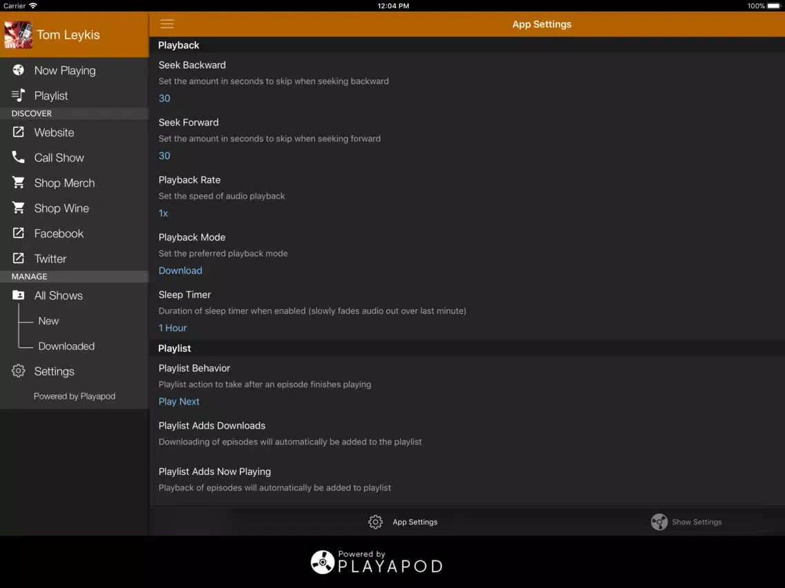 Tangkapan skrin Tom Leykis Show iPad 