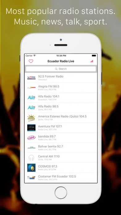 Capturas de tela do Ecuador Radio Live Player: Listen Quito, Spanish & Equador live FM radio