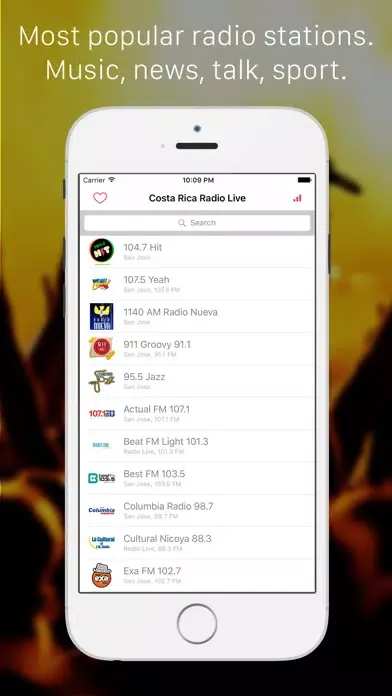 Скриншоты Radio Costa Rica Live FM - Best Music, Sport, News Radio stations for Costa Rican