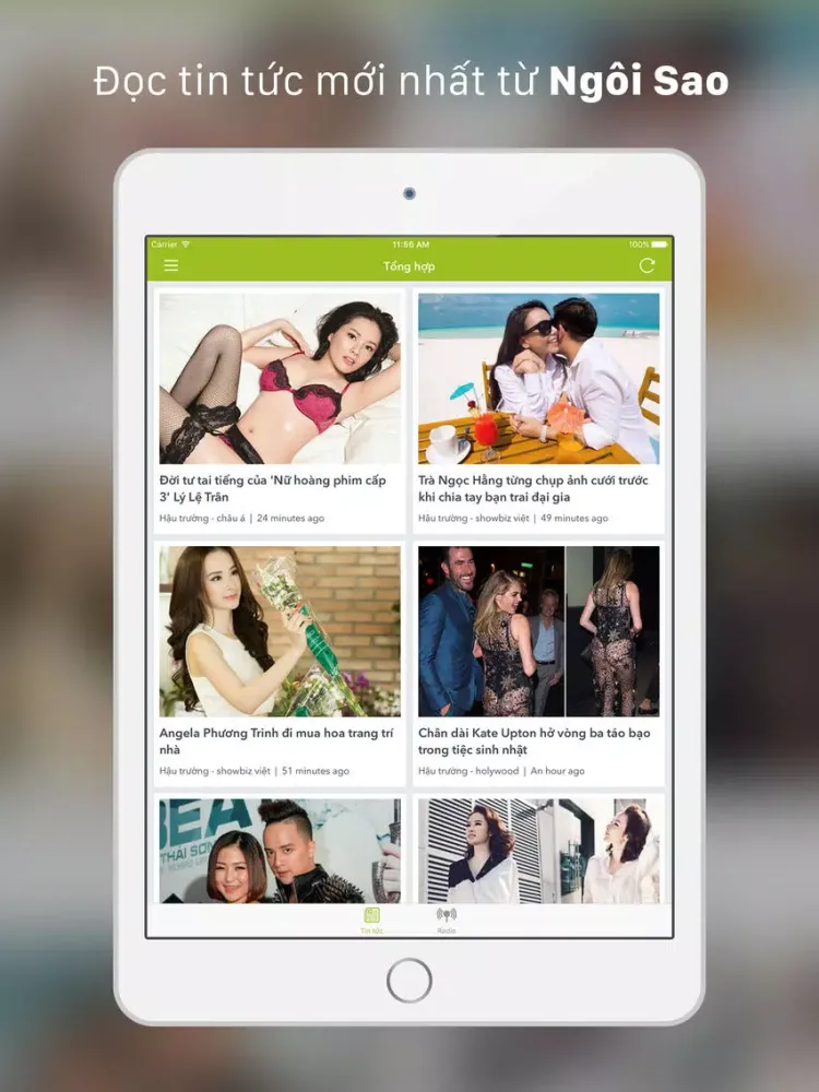 Capturas de tela do Đọc tin mới nhất từ báo Ngôi Sao (ngoisao.net) và nghe Radio Việt Nam, VOV, VOH, ... iPad 