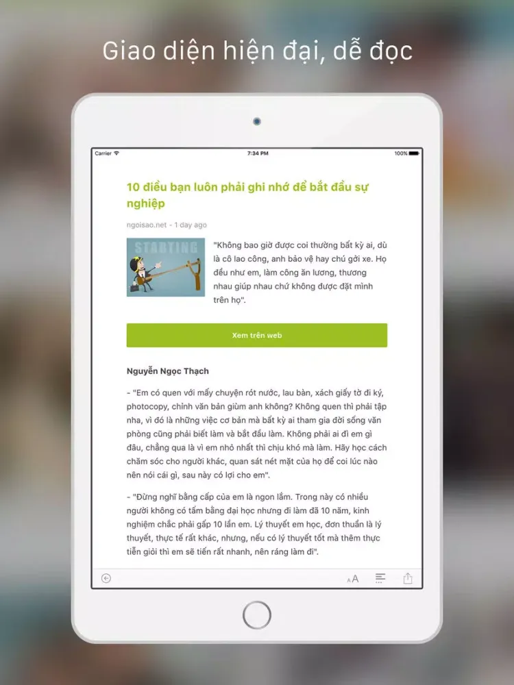 Capturas de tela do Đọc tin mới nhất từ báo Ngôi Sao (ngoisao.net) và nghe Radio Việt Nam, VOV, VOH, ... iPad 