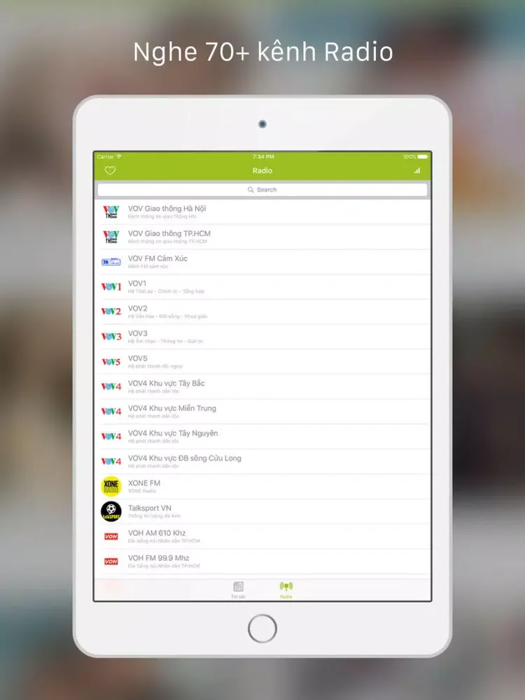 Capturas de tela do Đọc tin mới nhất từ báo Ngôi Sao (ngoisao.net) và nghe Radio Việt Nam, VOV, VOH, ... iPad 