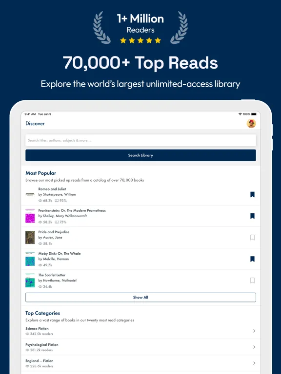 Tangkapan layar FreeBooks: 70,000+ Top Reads iPad 