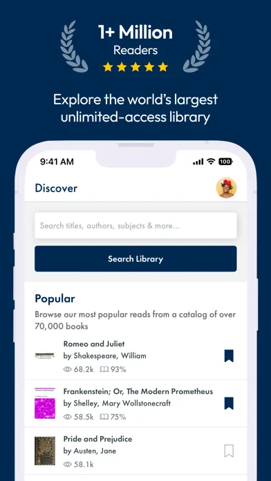 Tangkapan layar FreeBooks: 70,000+ Top Reads