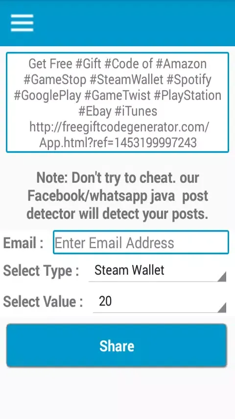 Tangkapan skrin Free Gift Code Generator