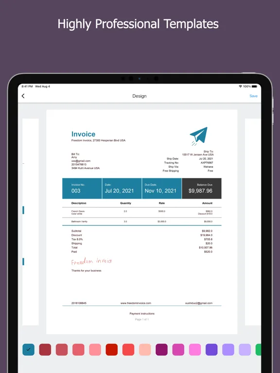 Freedom Invoice: Invoice Maker iPad  স্ক্রিনশট