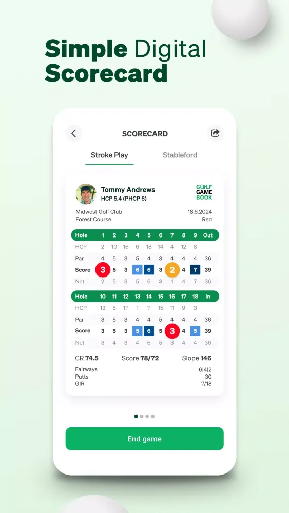 Tangkapan layar Golf GameBook