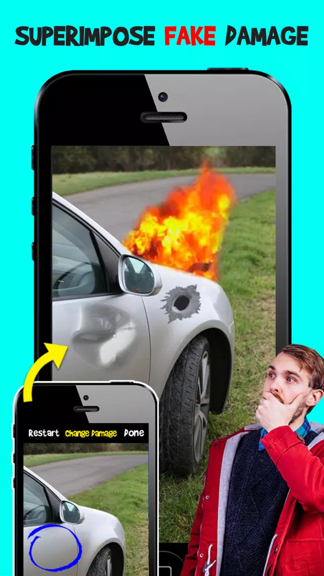 Tangkapan skrin Damage Cam PRO - Fake Prank Photo Editor Booth