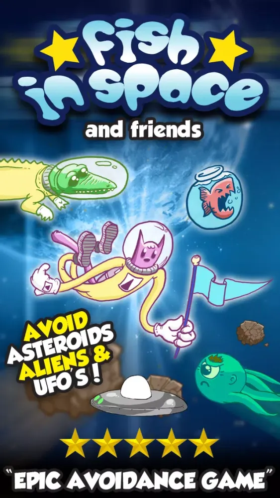 Tangkapan layar A Flappy Fish in Space - Doge the Asteroids!