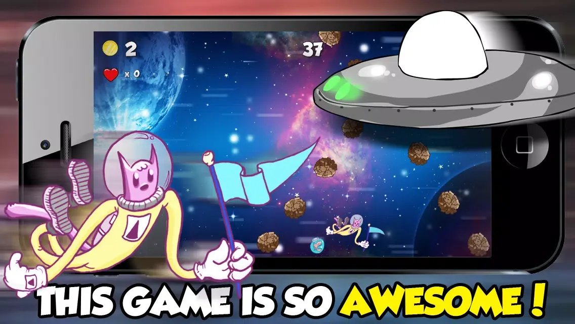 Tangkapan layar A Flappy Fish in Space - Doge the Asteroids!