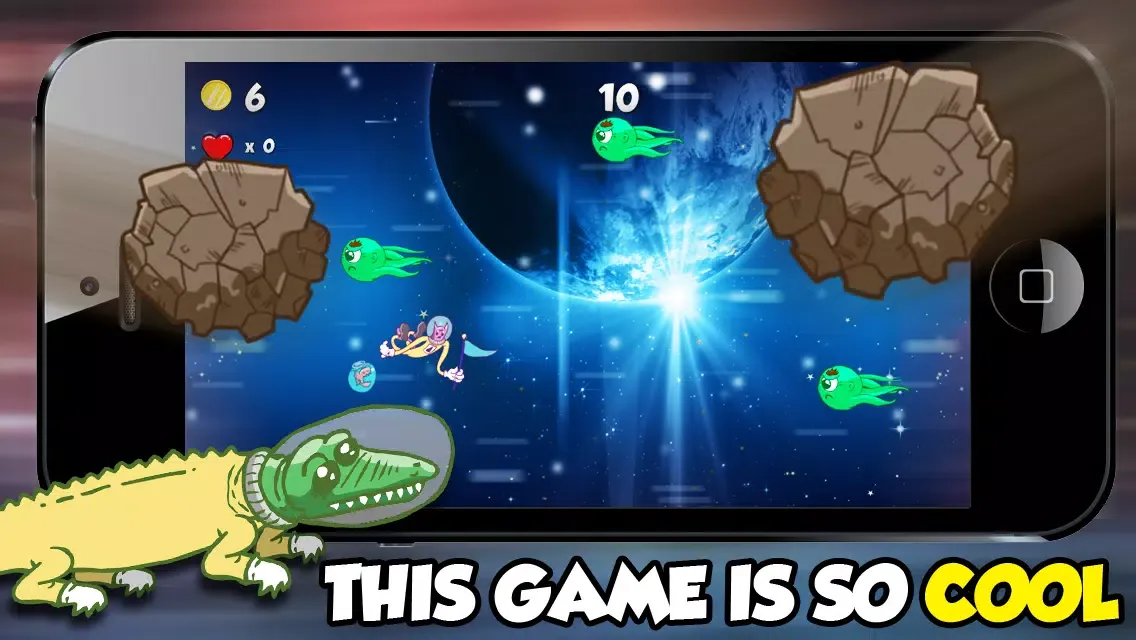 Tangkapan layar A Flappy Fish in Space - Doge the Asteroids!