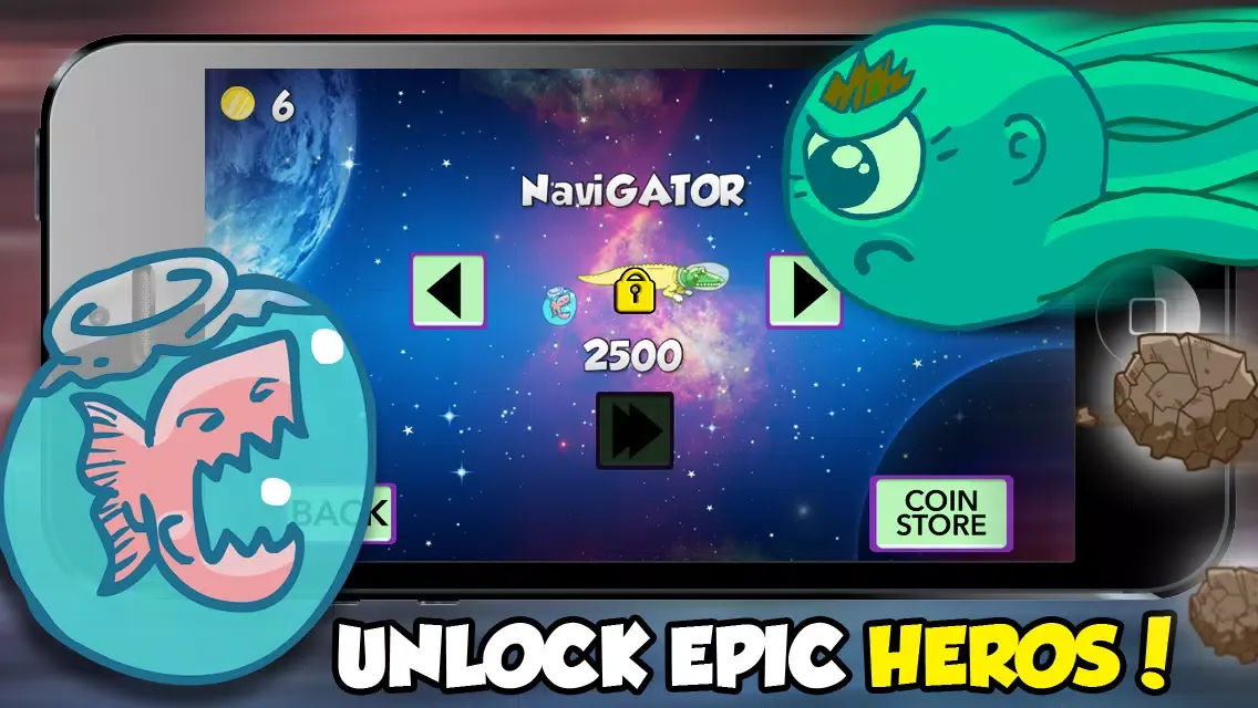 Tangkapan layar A Flappy Fish in Space - Doge the Asteroids!