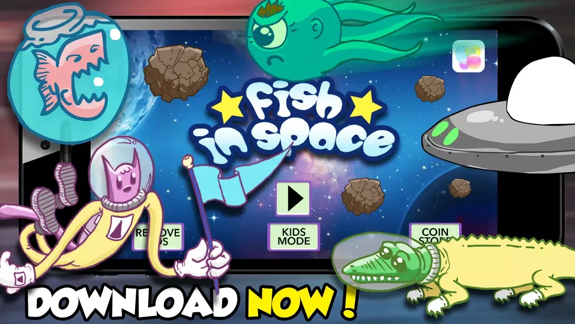 Tangkapan layar A Flappy Fish in Space - Doge the Asteroids!
