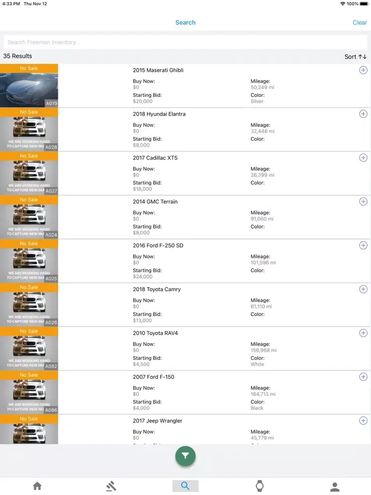 Capturas de pantalla de Freeman Auto Auction iPad 