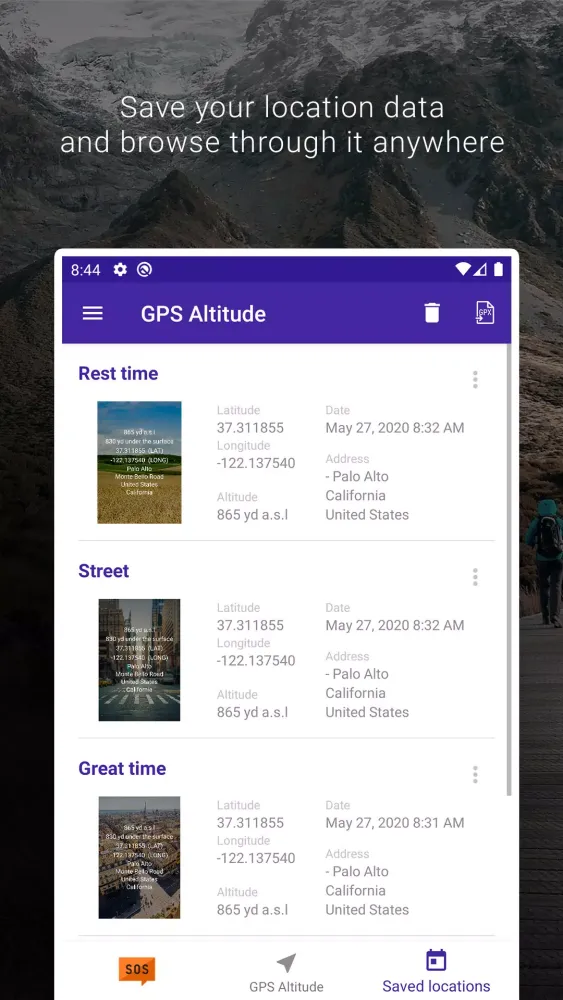 My Altitude and Elevation GPS Screenshots