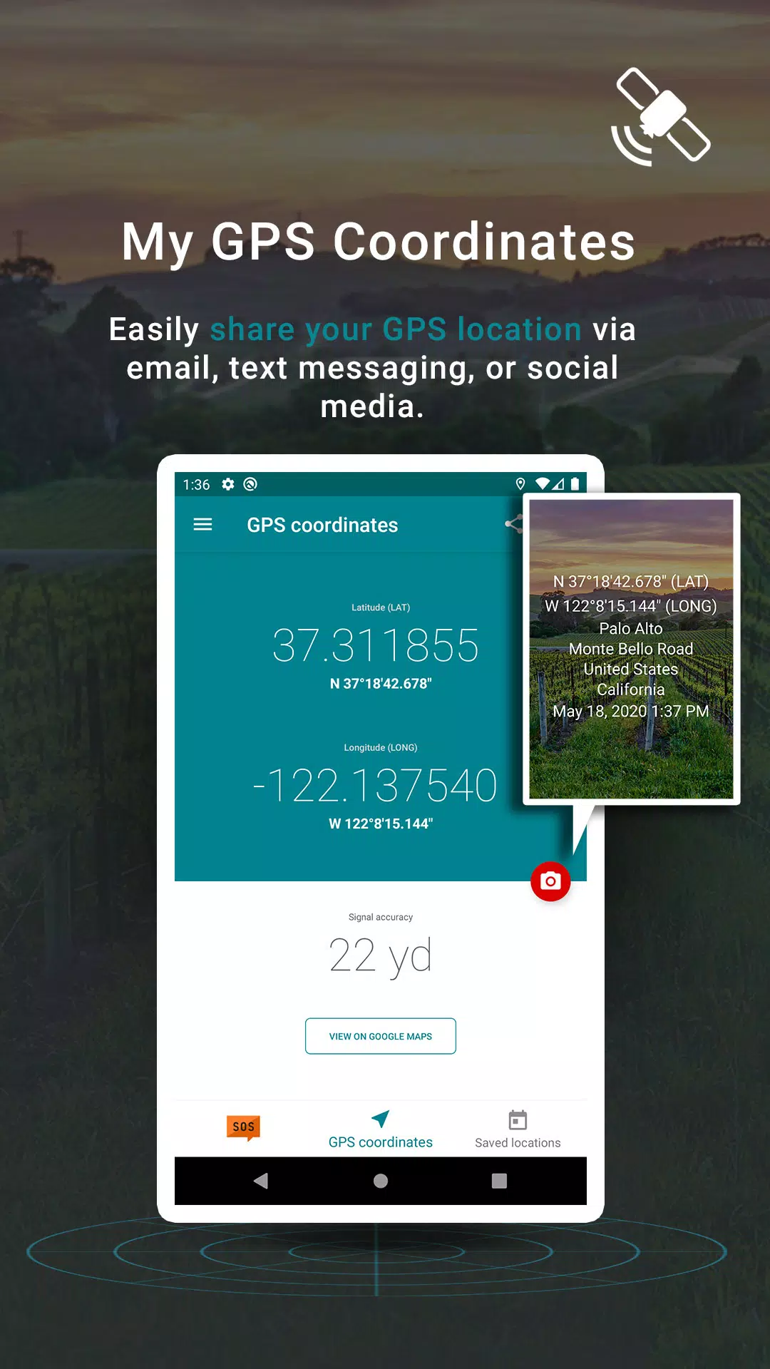 My GPS Coordinates Screenshots