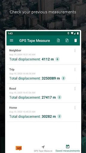 ภาพหน้าจอของ My GPS Tape Measure