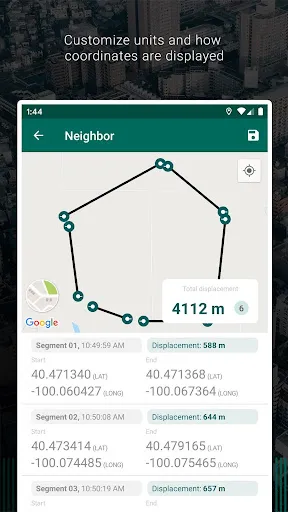 ภาพหน้าจอของ My GPS Tape Measure
