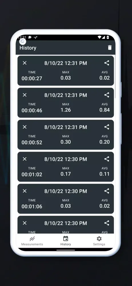 Vibration meter - Seismometer Screenshots
