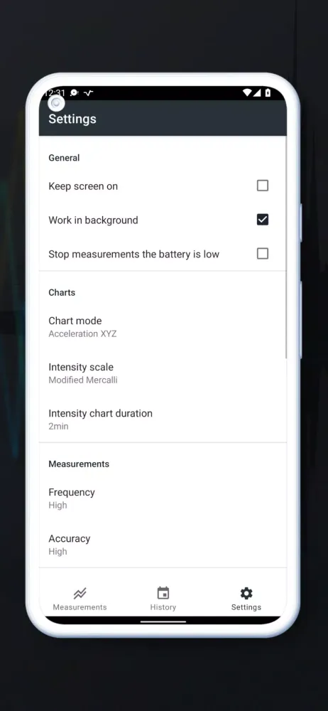 Vibration meter - Seismometer Screenshots