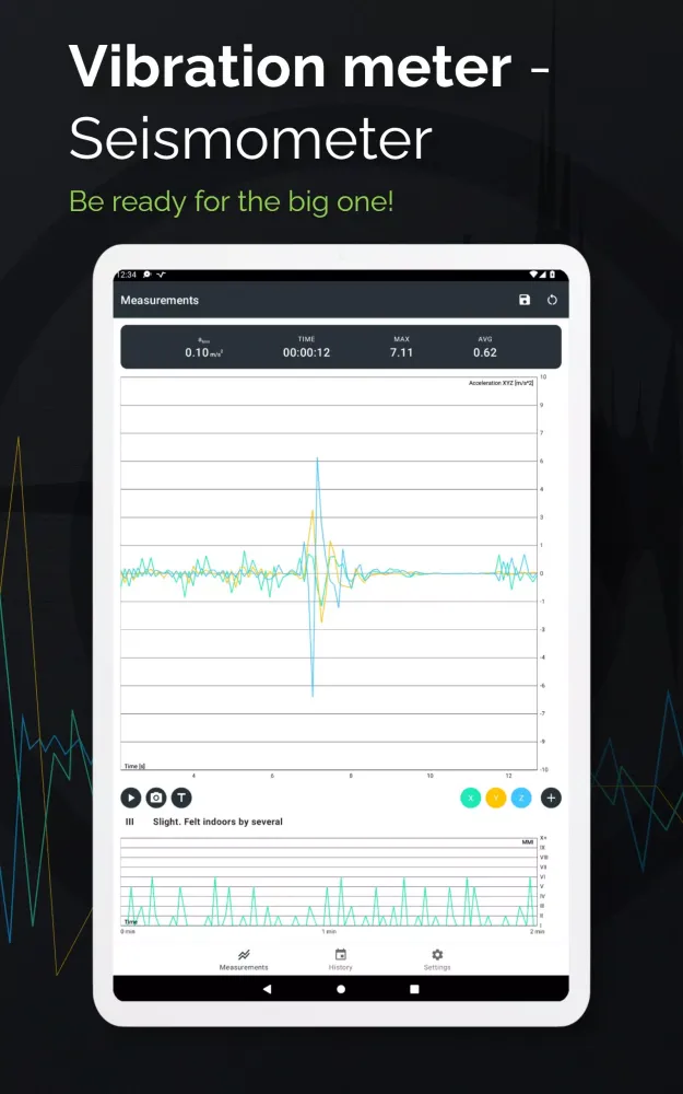 Vibration meter - Seismometer Screenshots