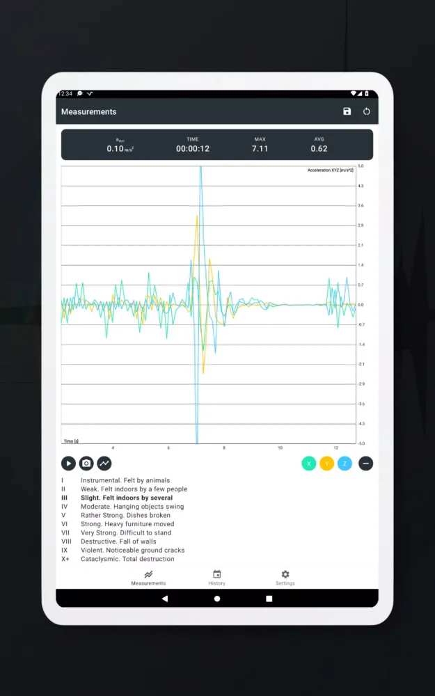 Vibration meter - Seismometer Screenshots