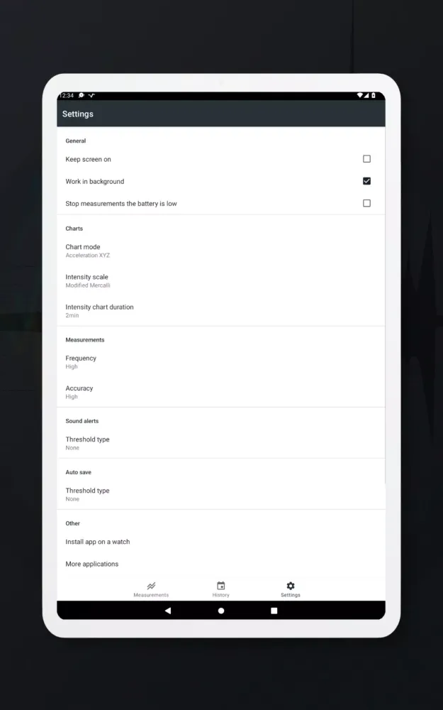 Vibration meter - Seismometer Screenshots