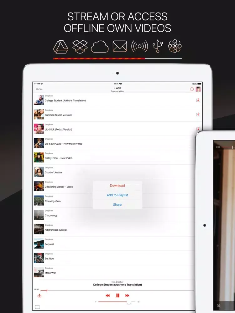 AnyCloud Video - Offline Media Player, File Manager for Cloud Drives iPad 应用截图