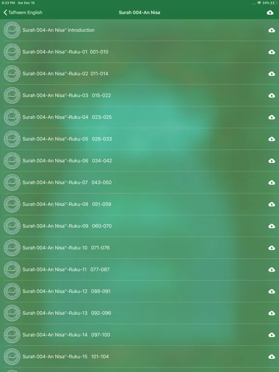 Ảnh chụp màn hình của Tafheem ul Quran Full Audio iPad 