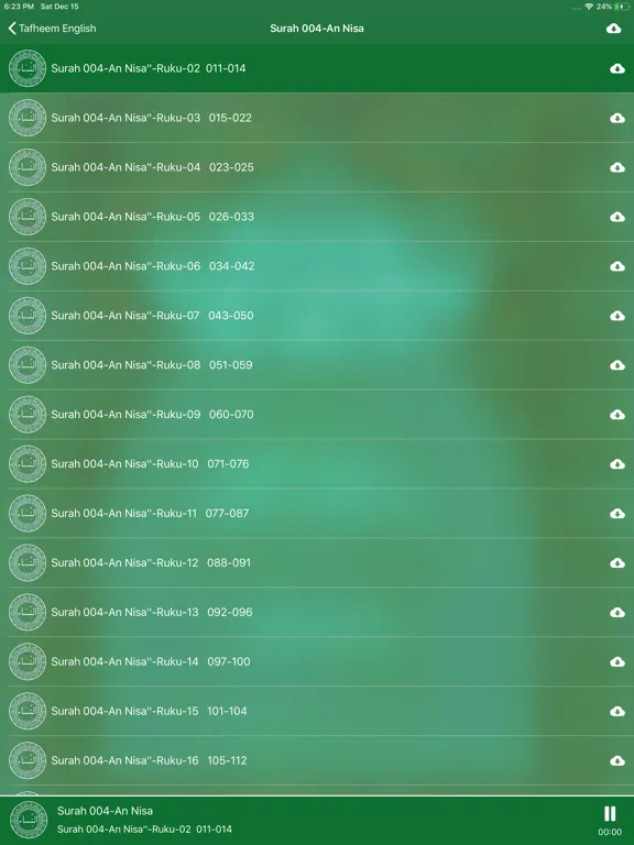 Ảnh chụp màn hình của Tafheem ul Quran Full Audio iPad 