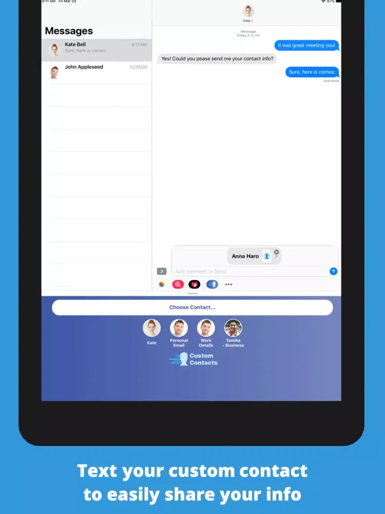 Capturas de tela do Custom Contacts iPad 