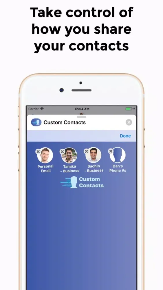 Capturas de tela do Custom Contacts