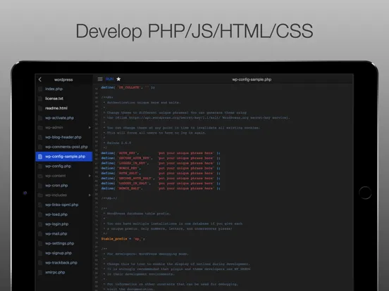Tangkapan layar DraftCode for PHP IDE iPad 