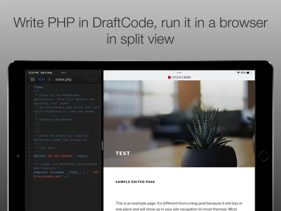 Tangkapan layar DraftCode for PHP IDE iPad 