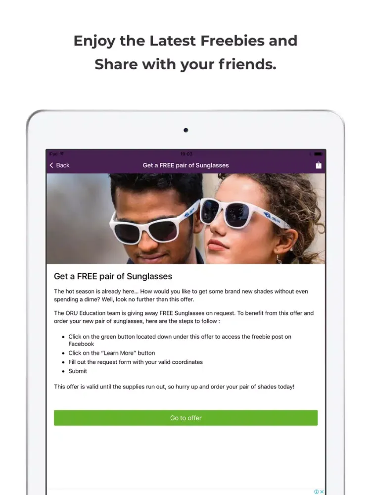 Capturas de tela do Free Samples Australia iPad 