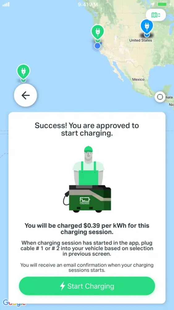 Ảnh chụp màn hình của FreeWire AMP EV Charging