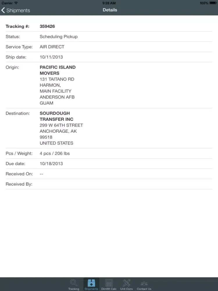 XPO Global Logistics iPad  سکرین شاٹس